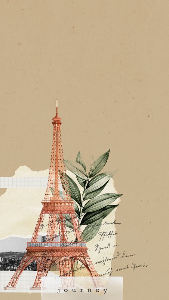 Eiffel tower iPhone wallpaper, aesthetic travel collage design