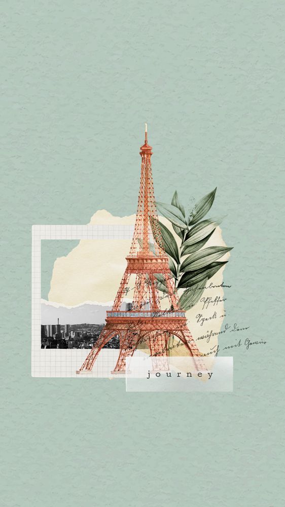 Eiffel Tower mobile wallpaper, editable paper collage design