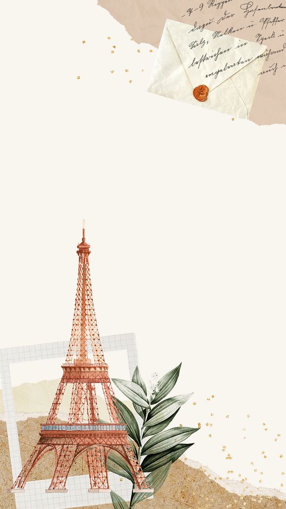 Eiffel tower aesthetic background, travel collage design