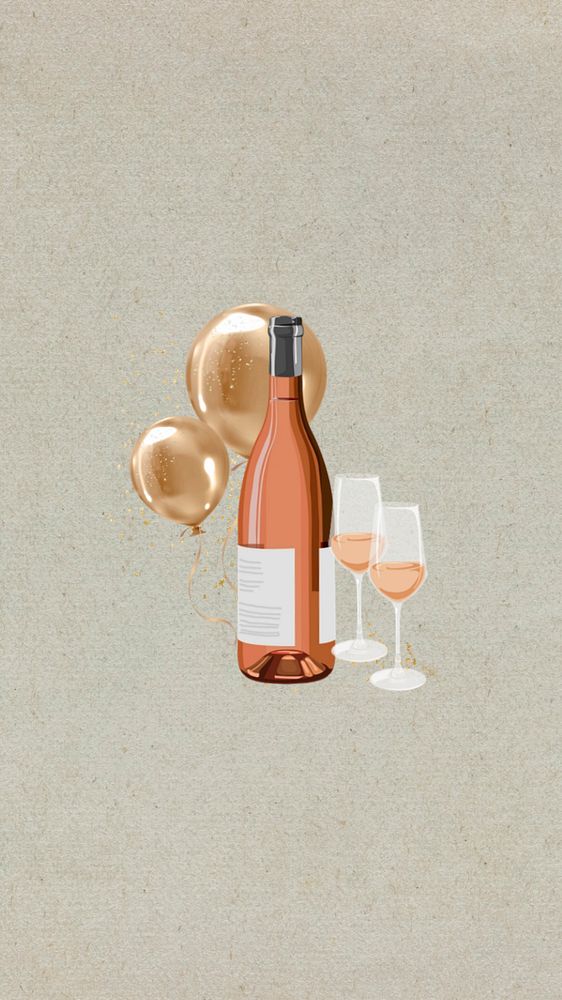 Aesthetic celebration iPhone wallpaper, editable champagne bottle collage design