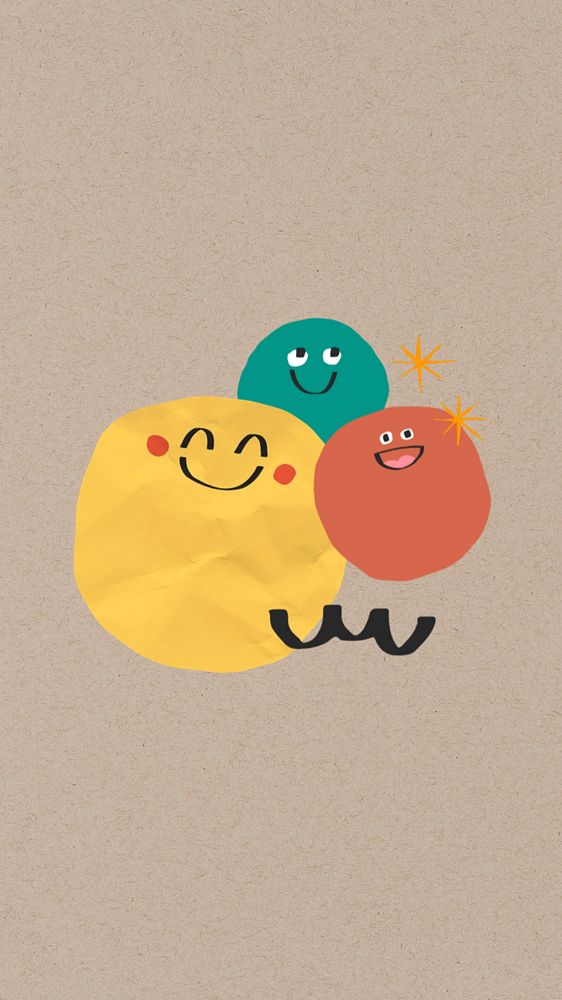 Cute emoji mobile wallpaper, editable happy emoticon design