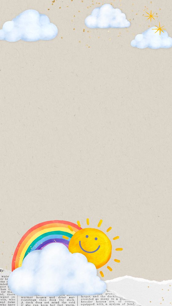 Smiling sun border iPhone wallpaper, editable good weather collage design