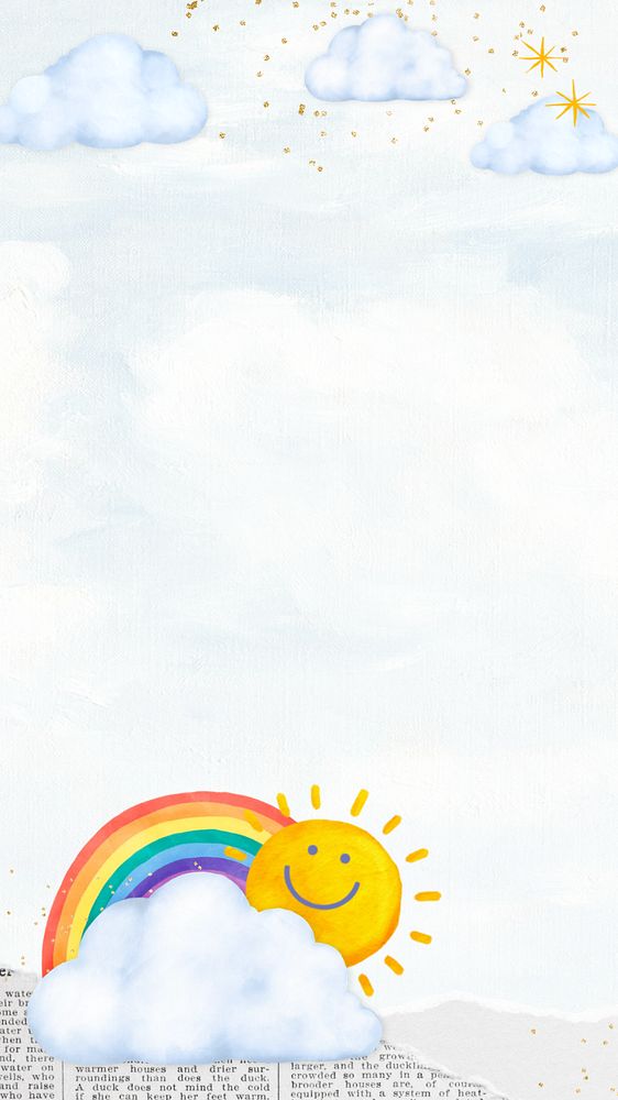 Good weather mobile wallpaper, editable happy sun border collage design