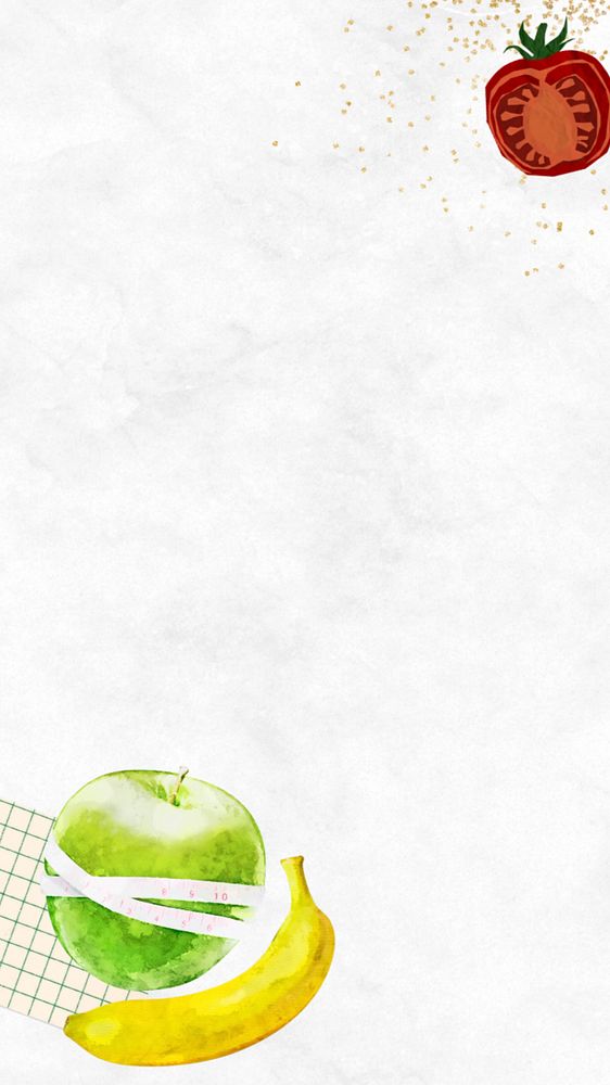 Healthy food border iPhone wallpaper, editable fruits design