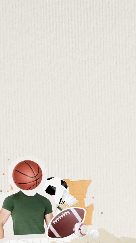 Aesthetic sports border iPhone wallpaper, editable paper collage design