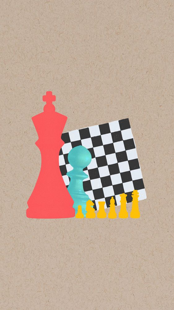 Chess pieces mobile wallpaper, editable business strategy collage design