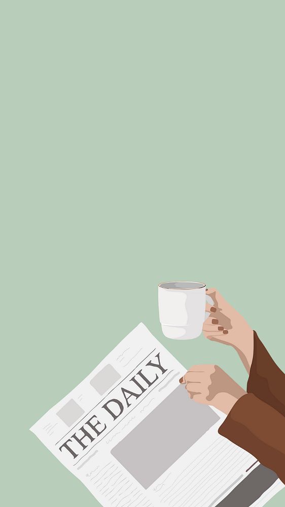 Breakfast coffee iPhone wallpaper, editable vector illustration