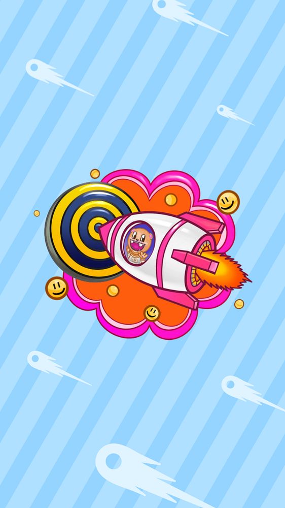 Rocket hitting target iPhone wallpaper, editable funky character design