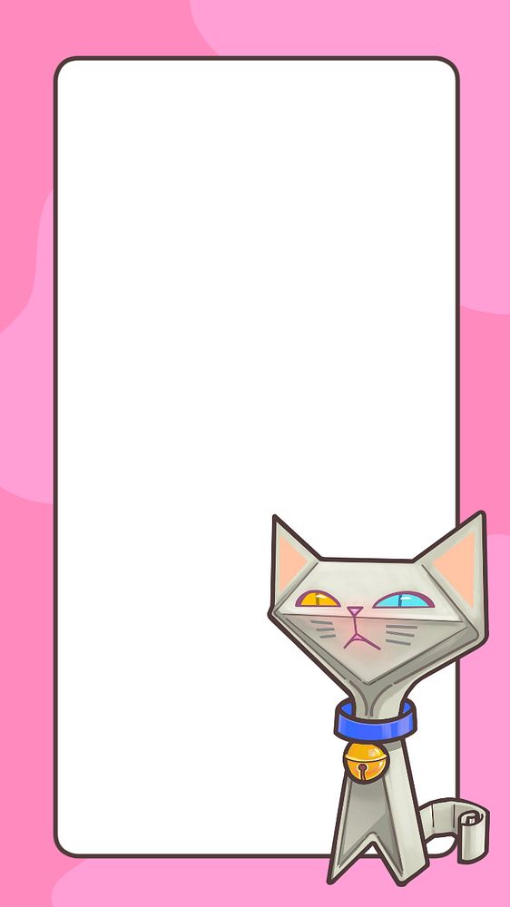 Editable cat border mobile wallpaper, pink frame design