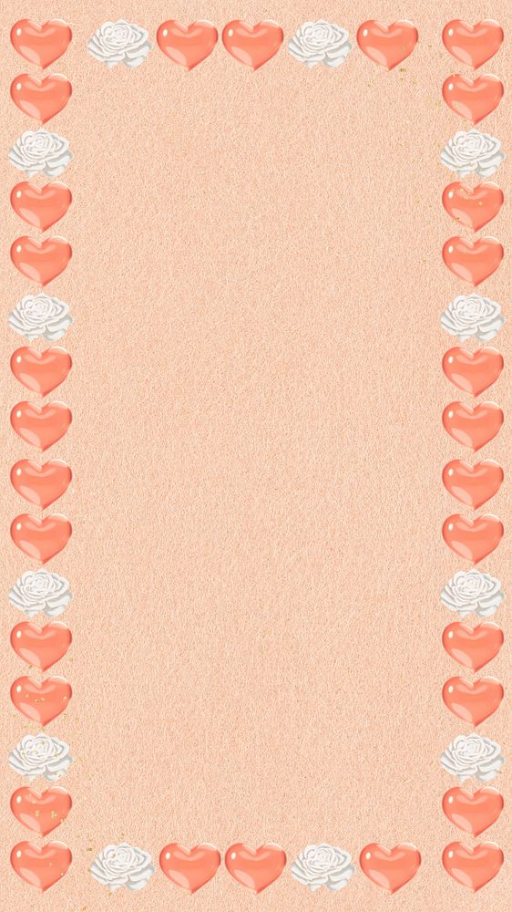 Cute heart frame mobile wallpaper, editable Valentine's Day collage design