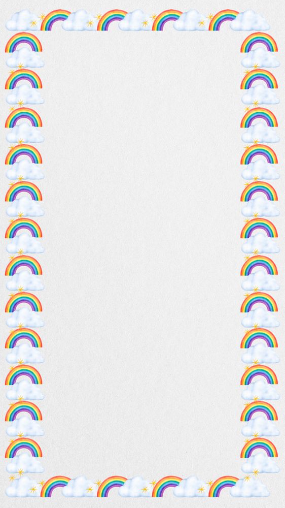 Cute rainbow frame iPhone wallpaper, editable weather collage design