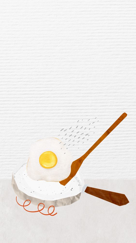 Editable breakfast border iPhone wallpaper, editable sunny-side up design