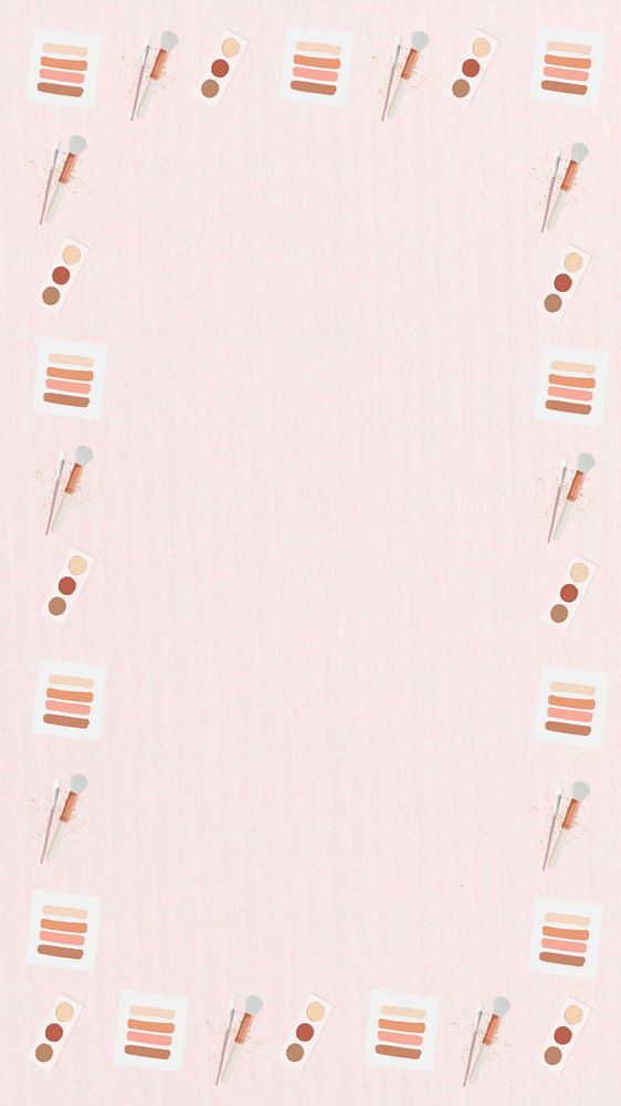 Pastel pink iPhone wallpaper, editable makeup frame collage design