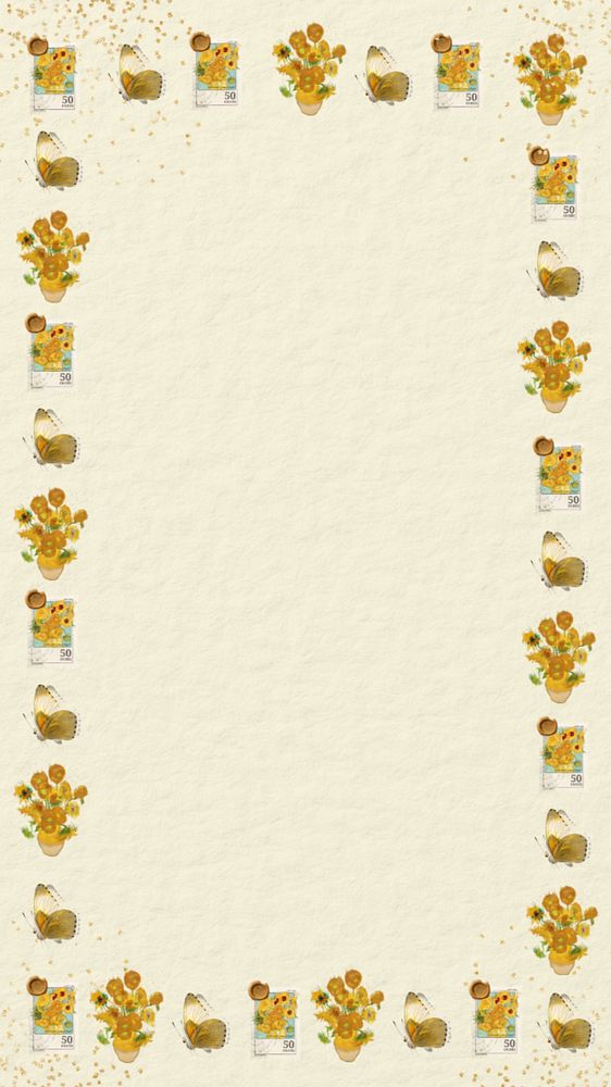 Sunflower frame mobile wallpaper, editable Van Gogh's vintage flower painting, remixed by rawpixel