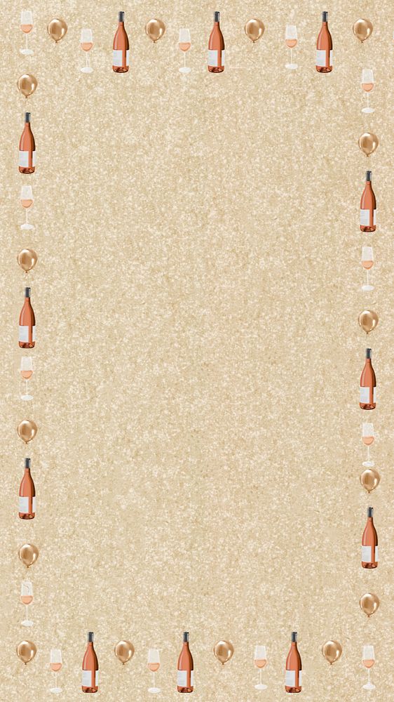 Celebration brown iPhone wallpaper, editable champagne frame collage design