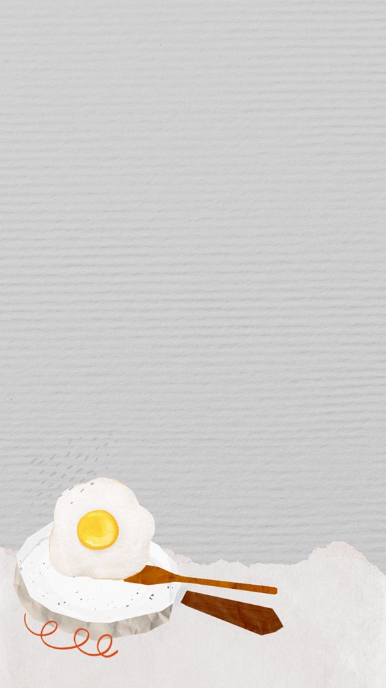 Cute sunny-side up mobile wallpaper, editable breakfast food border design