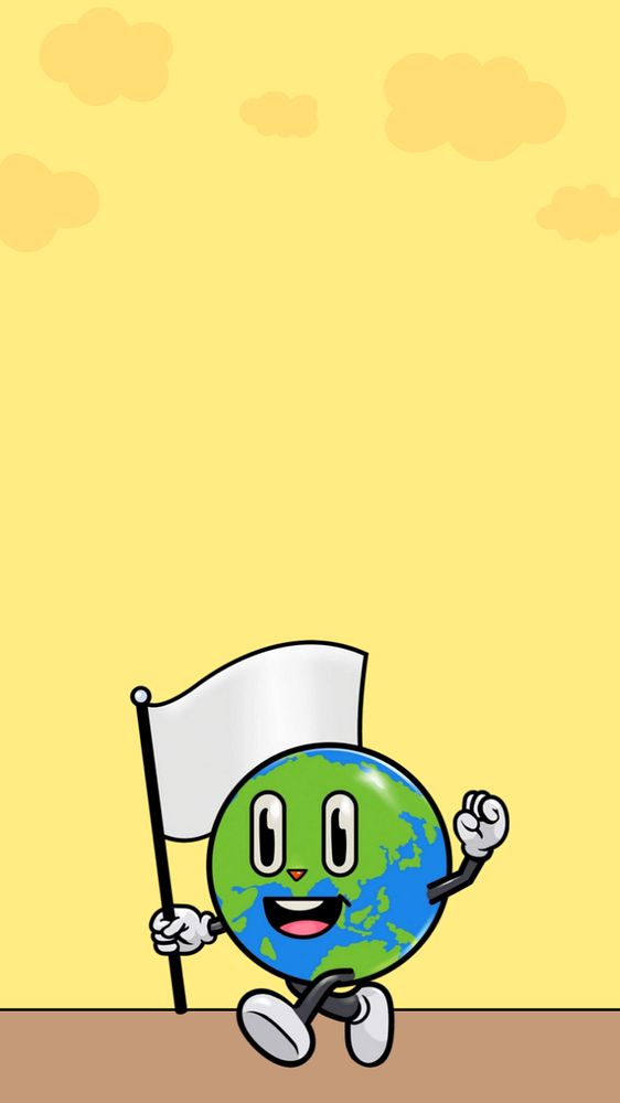 Green globe iPhone wallpaper, editable funky character design