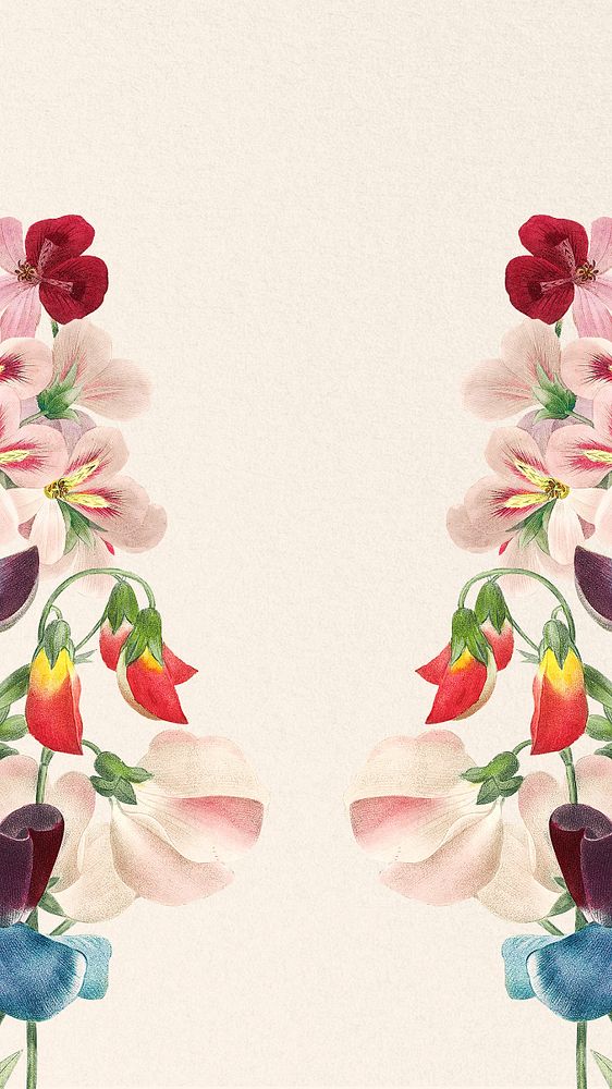 Aesthetic sweet pea iPhone wallpaper, editable vintage flower illustration by Pierre Joseph Redouté. Remixed by rawpixel.