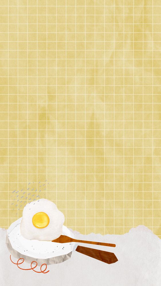 Editable breakfast border iPhone wallpaper, editable sunny-side up design