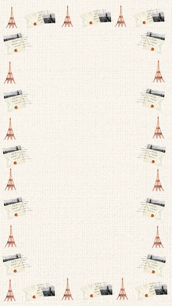 Eiffel tower frame mobile wallpaper, editable aesthetic travel design