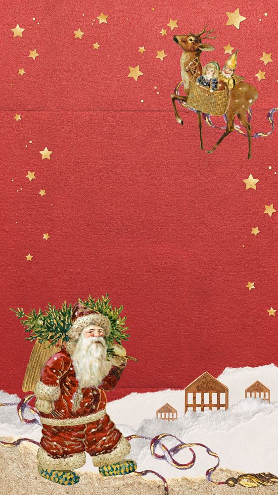 Santa Claus frame mobile wallpaper, Christmas festive editable background