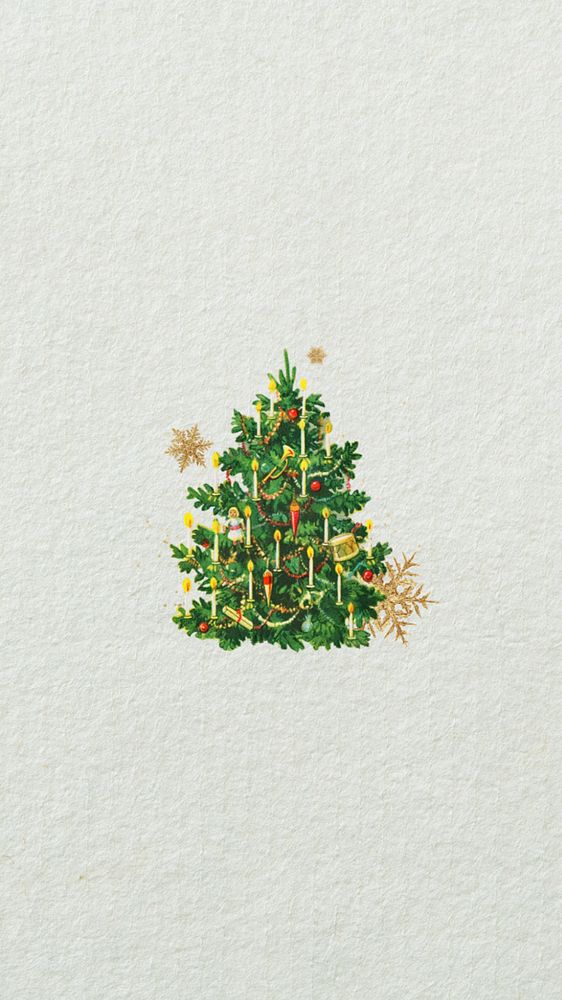 Christmas tree iPhone wallpaper, festive aesthetic editable background