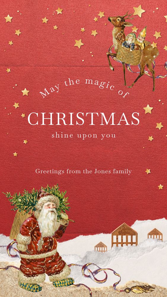 Festive Christmas Facebook story template, editable greeting design