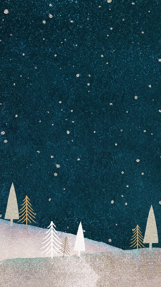 Christmas iPhone wallpaper, aesthetic glitter & watercolor design