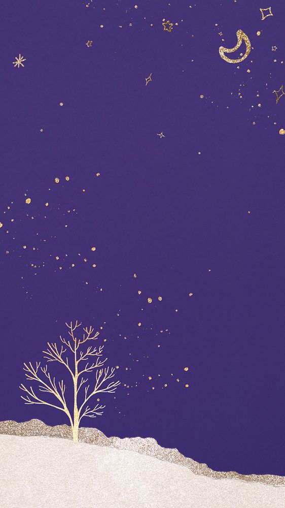 Purple winter landscape phone wallpaper