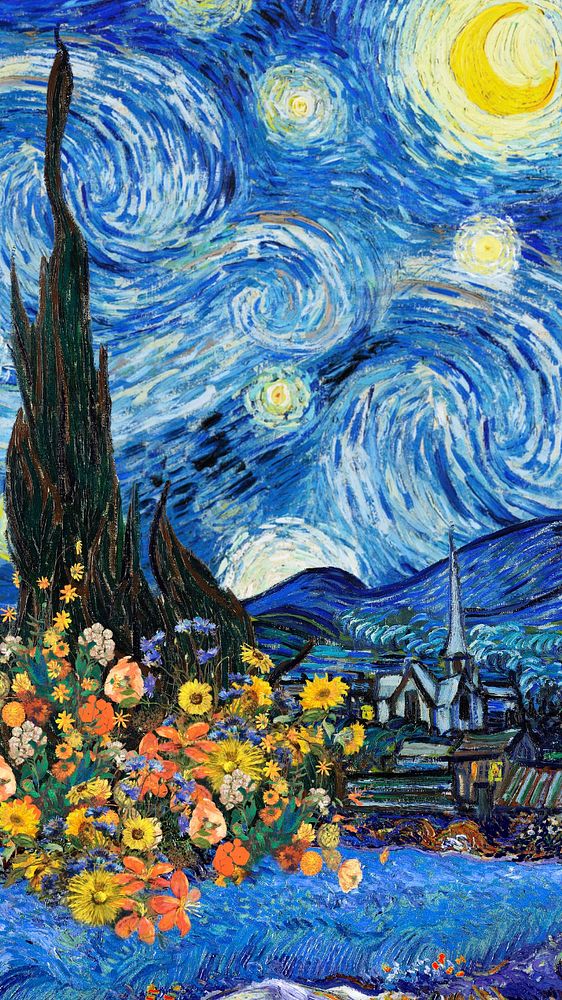 Van Gogh's Starry Night iPhone wallpaper. Remixed by rawpixel.