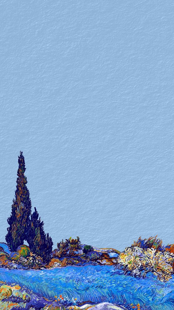 Van Gogh's tree blue iPhone wallpaper. Remixed by rawpixel.