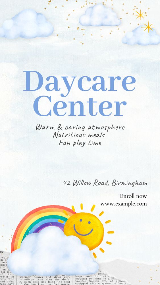 Daycare center Instagram story template, editable design