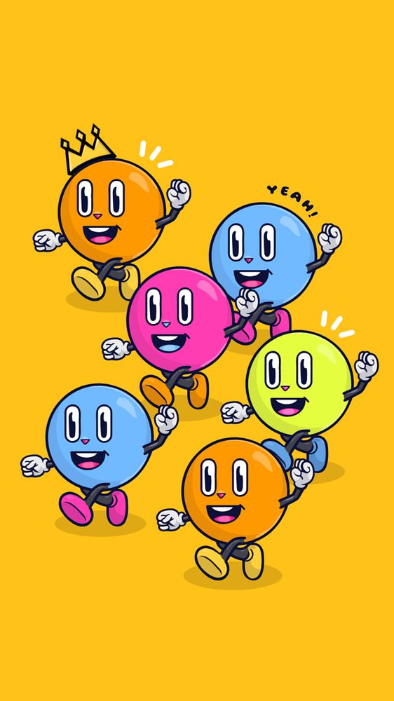 Teamwork cartoon mobile wallpaper, editable happy bubbles characters design