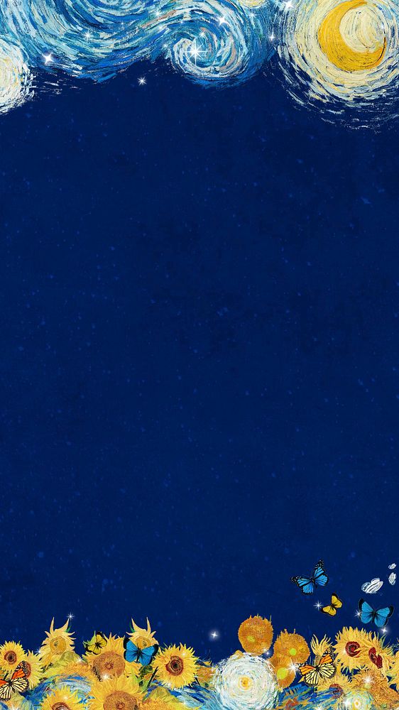 Starry Night blue iPhone wallpaper, aesthetic background. Remixed by rawpixel.