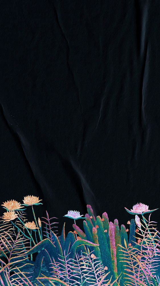 Henri Rousseau's nature black iPhone wallpaper. Remixed by rawpixel.