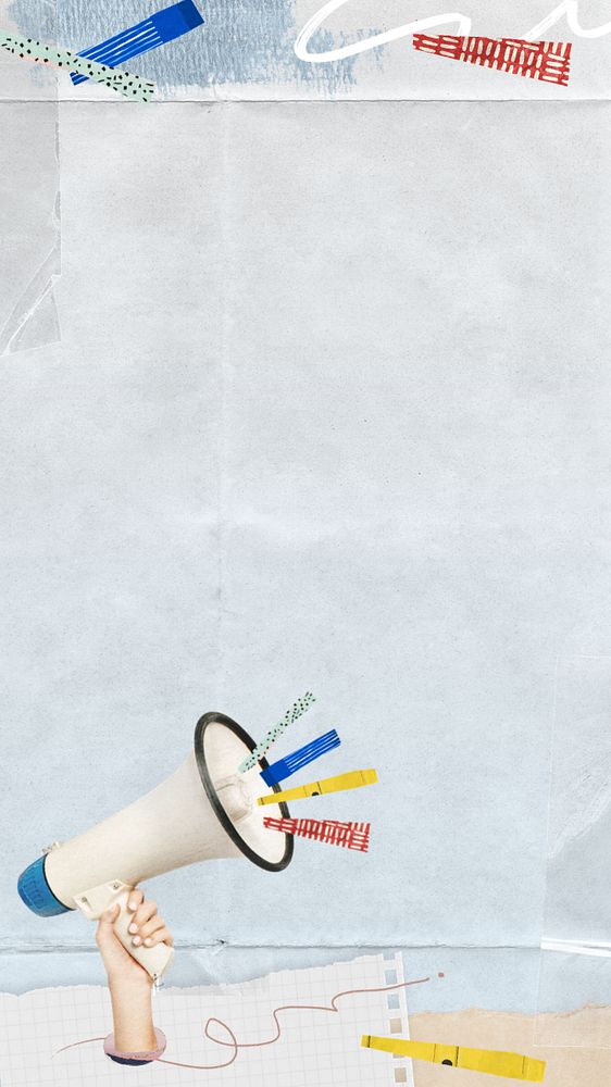 Creative marketing collage phone wallpaper, paper texture background, editable design