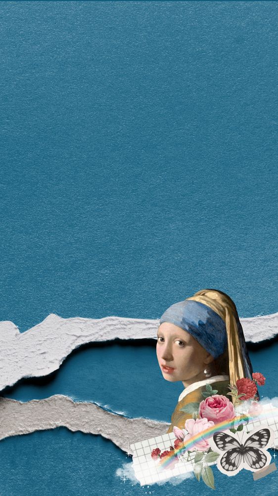 Vermeer girl iPhone wallpaper, editable design. Famous artwork remixed by rawpixel.