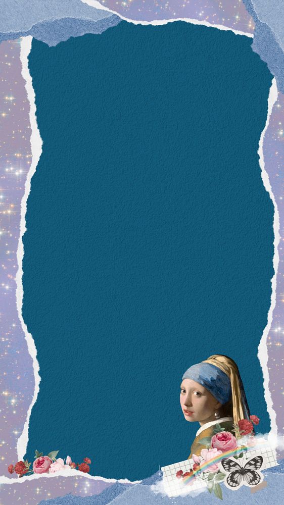 Vermeer girl iPhone wallpaper, editable design. Famous artwork remixed by rawpixel.