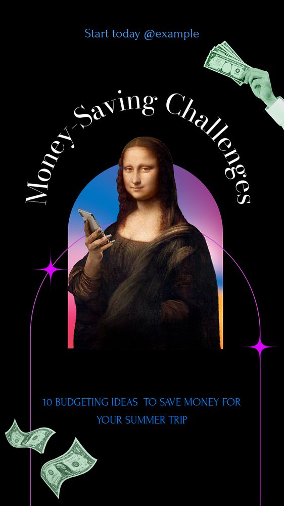 Mona Lisa Instagram story template, editable  design. Leonardo da Vinci artwork, remixed by rawpixel.