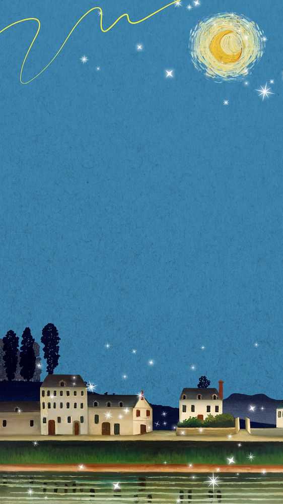 Village iPhone wallpaper, editable design. Henri Rousseau artwork, remixed by rawpixel.