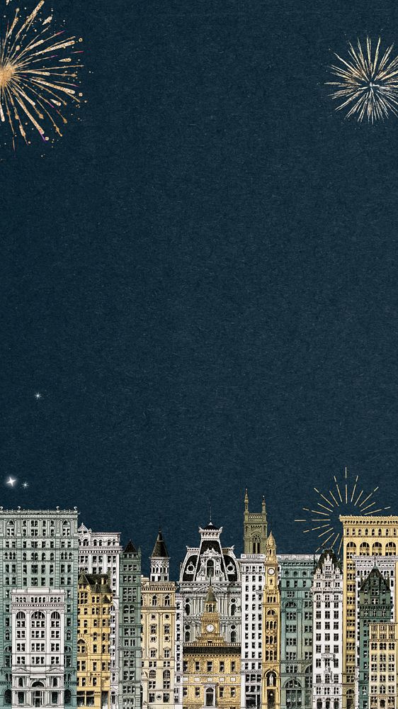 City skyscrapers iPhone wallpaper, editable design. Famous art remixed by rawpixel.