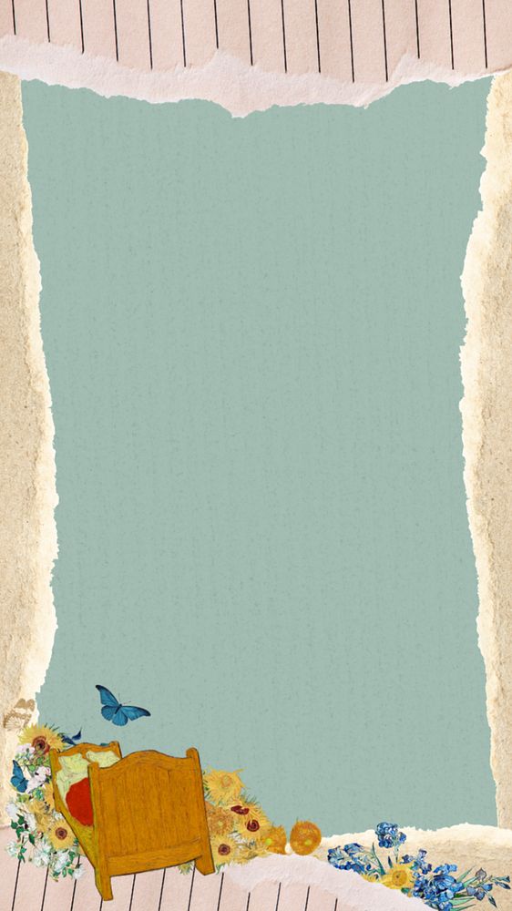 Van Gogh's frame mobile wallpaper, editable famous painting collage, ripped paper design, remixed by rawpixel