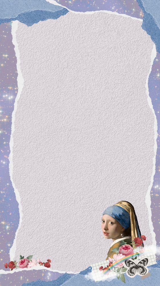 Vermeer girl paper iPhone wallpaper, editable design. Famous artwork remixed by rawpixel.