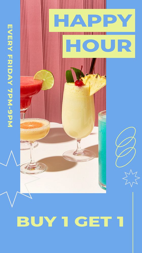 Happy hour Instagram story template, editable social media design