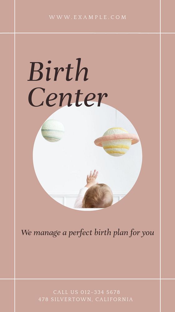 Birth center Instagram story template, editable social media design