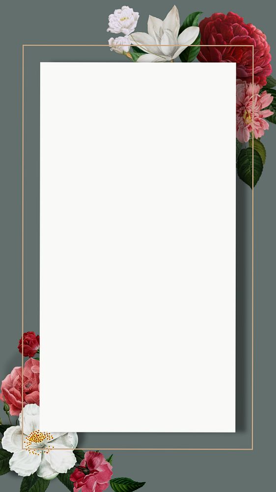 Watercolor flower frame mobile wallpaper, editable vintage botanical illustration