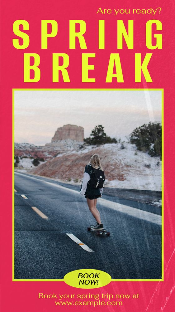 Spring break Instagram story template, editable social media design