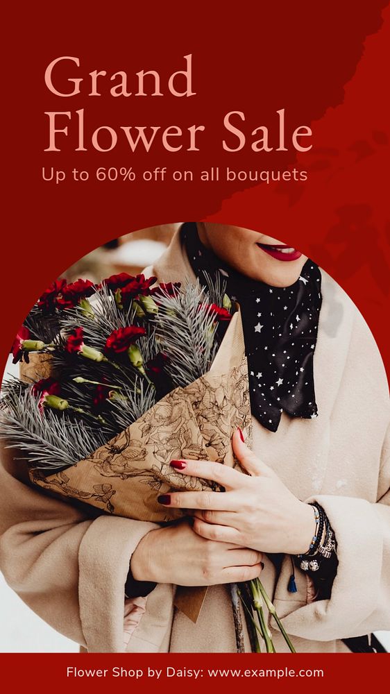 Florist sale Instagram story template, editable social media design