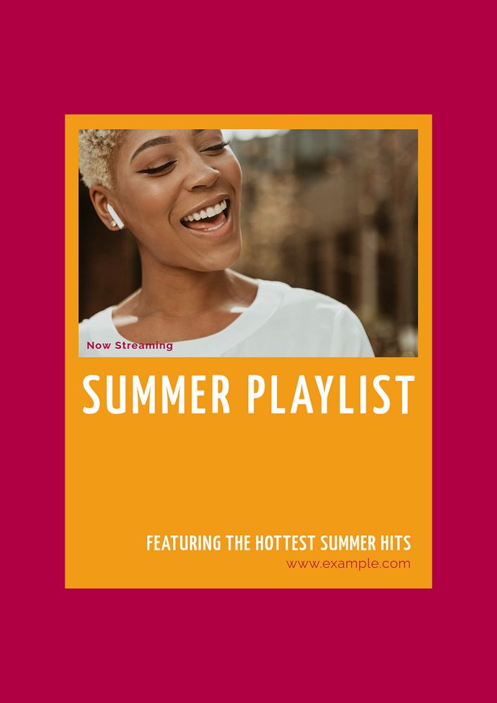 Summer playlist poster template, customizable design