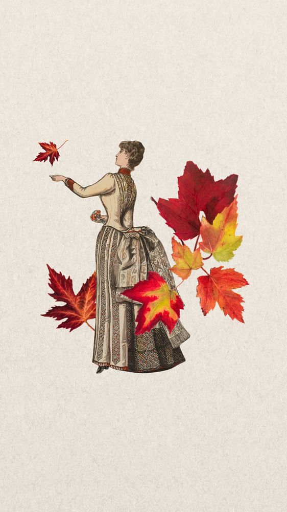 Vintage Autumn iPhone wallpaper, editable design. Famous art remixed by rawpixel.